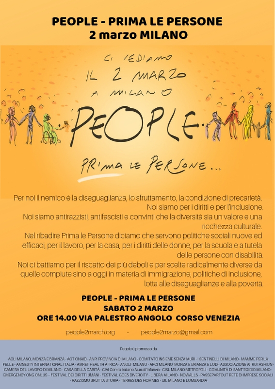 PEOPLE 2 MARCH Manifestazione nazionale il 2 marzo 2019 alle ore 14.00 Via Palestro-Milano 