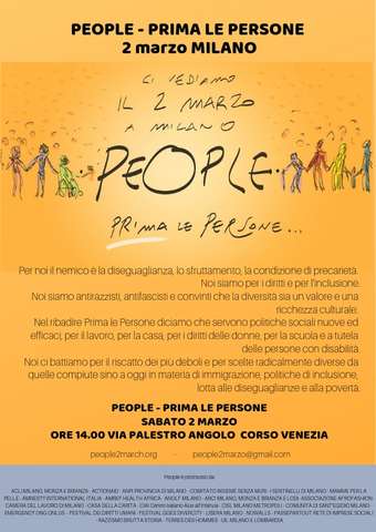 PEOPLE 2 MARCH Manifestazione nazionale il 2 marzo 2019 alle ore 14.00 Via Palestro-Milano 